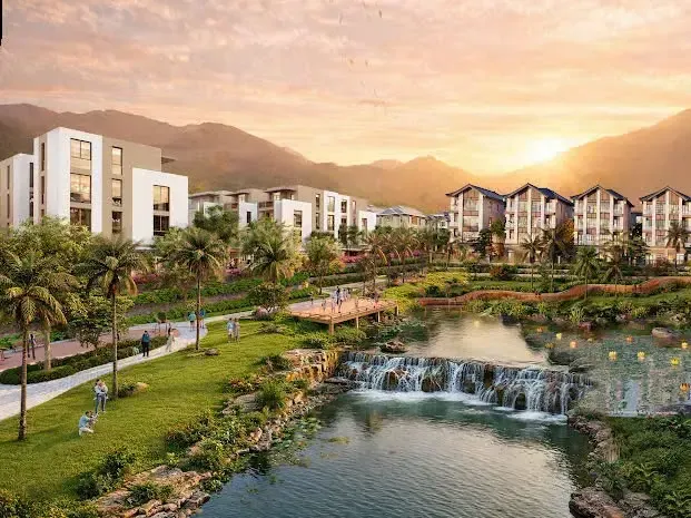 Phối cảnh công viên suối và hồ cảnh quan